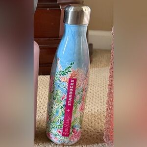 Discontinued Lily Pulitzer x Starbucks Collab Blue and Pink Artistic Bottle